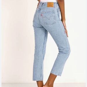 Levi's Light Blue High-Rise Straight Crop Jeans